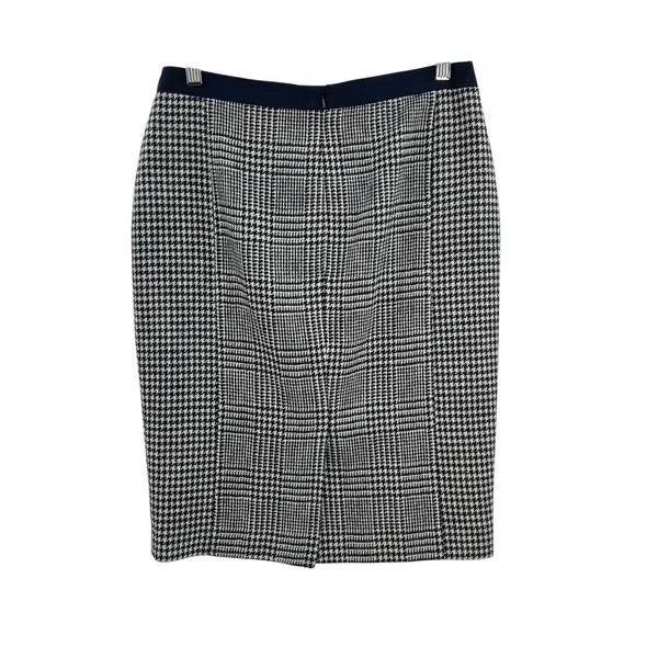 Boden British Tweed Pencil Skirt‎ Houndstooth Plaid Navy Blue Size US 6R - Image 7