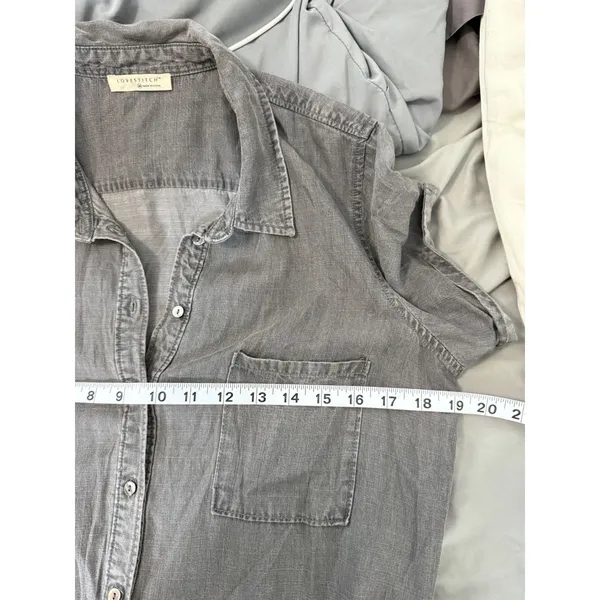 Lovestitch Grey Tencel Short Sleeve Button Down Shirt Dress Medium‎ I-70854W-MXX - Image 5
