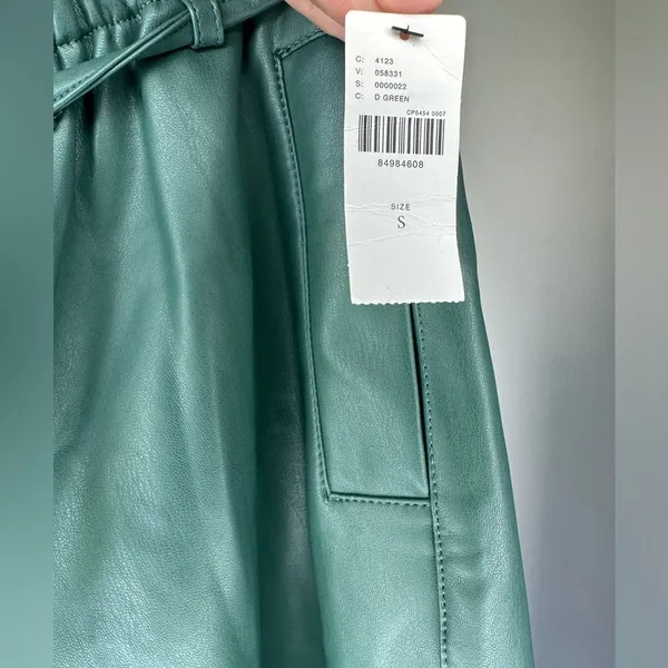 Anthropologie Pilcro Faux Leather Soft Parachute Pants Green Size S‎ NWT - Image 6
