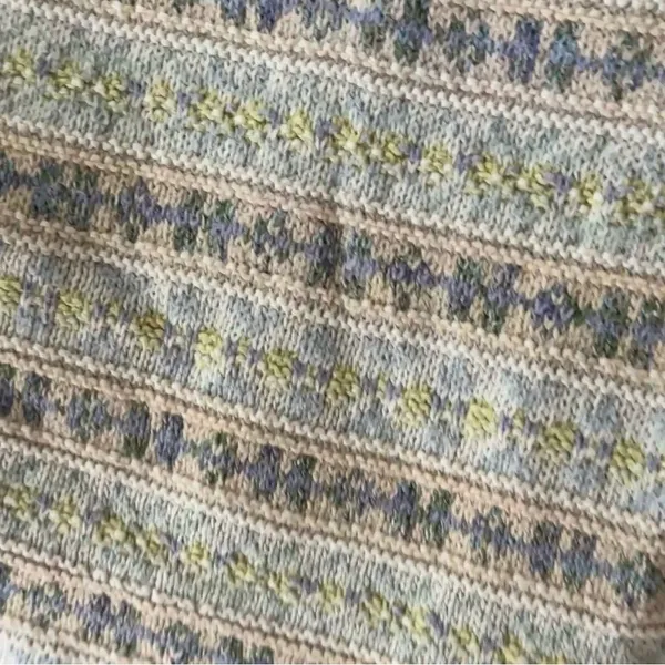 Vintage 90s L.L. Bean Pastel Fair Isle Cotton Linen Sweater knit beige striped - Image 4