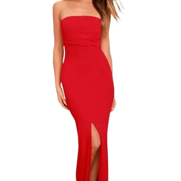Lulu's Own the Night Red Strapless Maxi Dress Size Small NWT‎ - Image 3