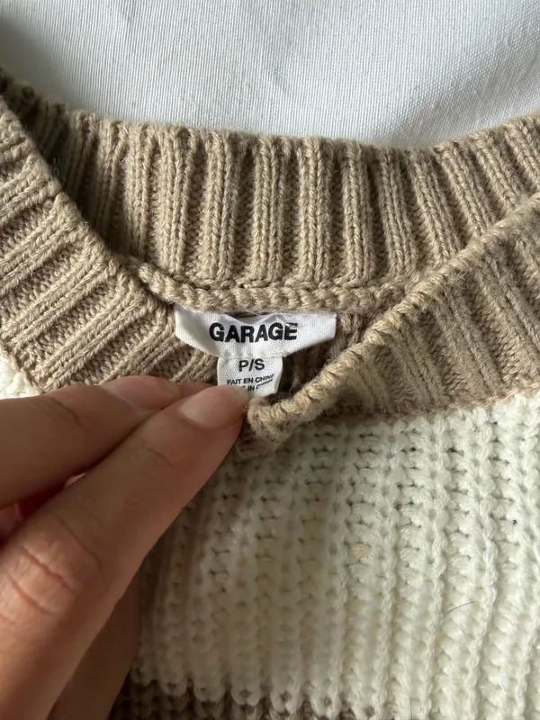Garage stripped brown and cream sweater - Image 3