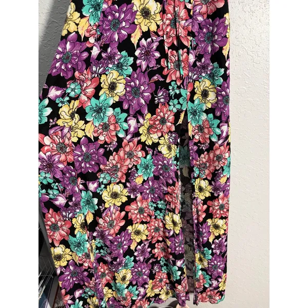 Lulus Dynah Black Floral Print Sleeveless Maxi Dress Fairy Vacation Party Sz M - Image 5