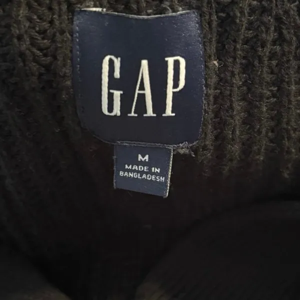 Gap Size M Cardigan Sweater 100% Cotton Chunky Ribbed Knit Black Button Front - Image 3