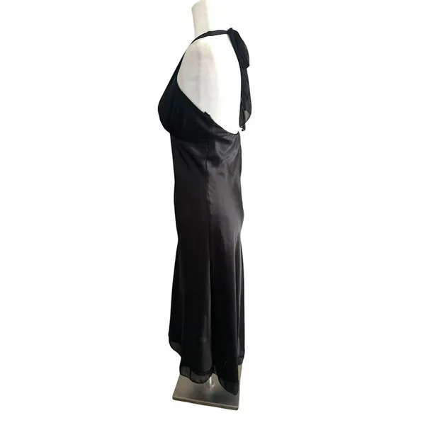 Vintage BMoss‎ Dress Black Midi Halter Dress 6 Babydoll Y2K Whimsigoth Goth Hoco - Image 3