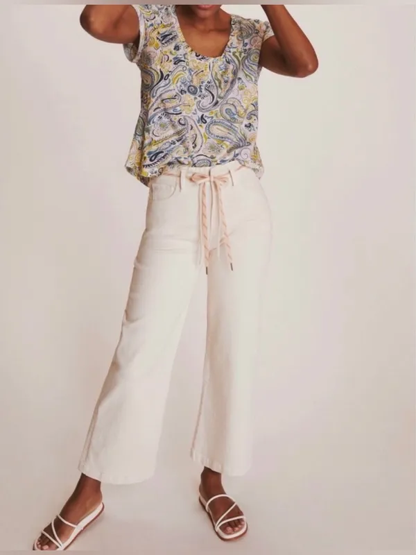 Anthropologie Pilcro Paisley Pattern Twist Collar Scoop Neck Tee T-Shirt Medium - Image 3