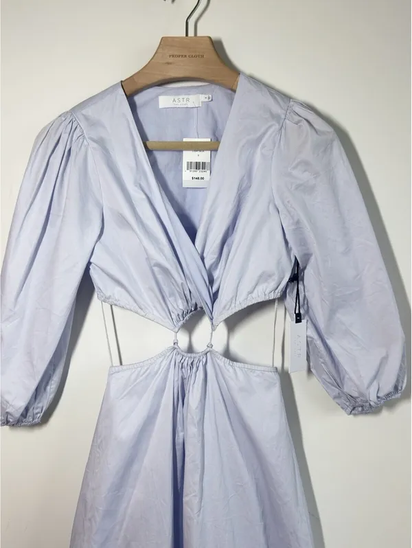 ASTR The Label Rosewood Cutout Waist Midi Dress Light Blue Size S NWT - Image 5