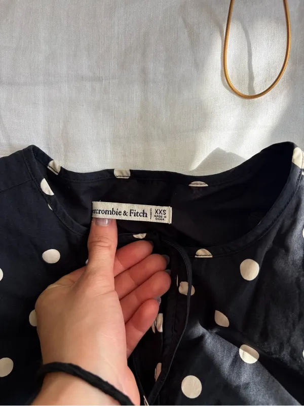 Abercrombie & Fitch Black Polka Dot Tie-Front Blouse - Image 2