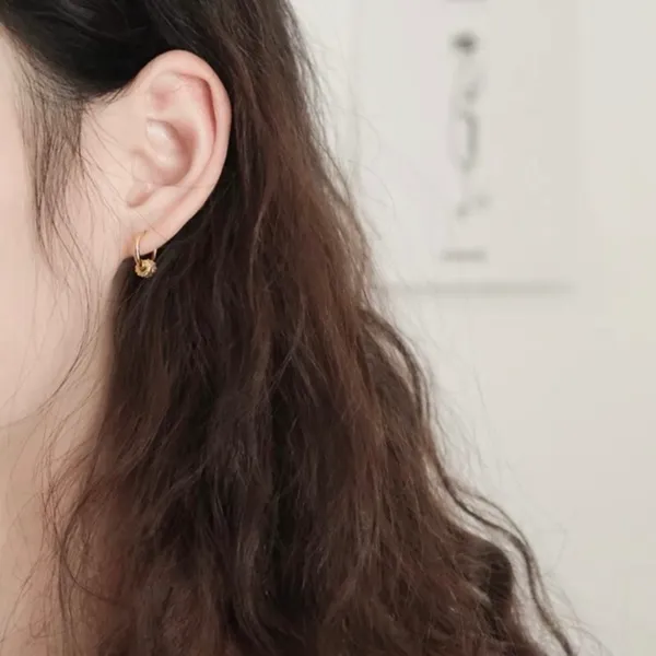 14K Gold Plated Three Rings Small Hoop Earrings for Women - Image 4