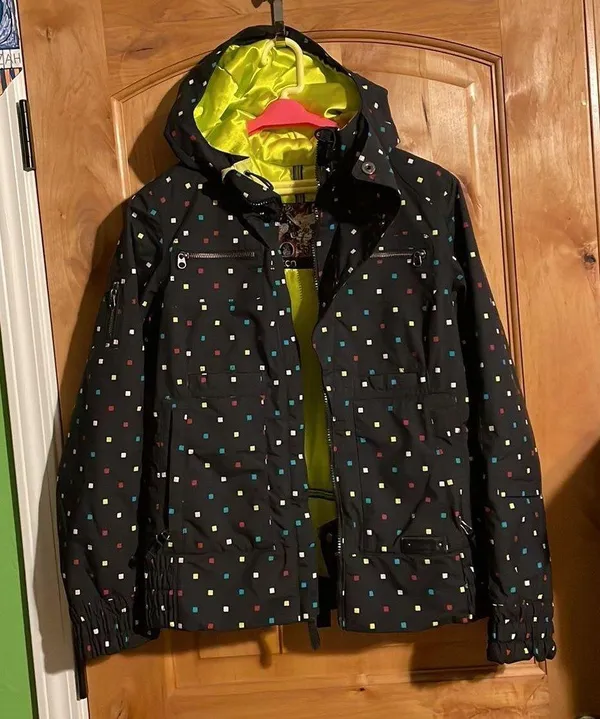 Burton Lush Black Multi Squares Snowboard Ski Jacket $249.95 EUC Wmn’s S - Image 5