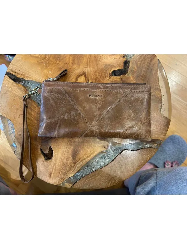 IVESIGN Leather Wristlet Zipper Clutch RFID Card Holder - Image 7