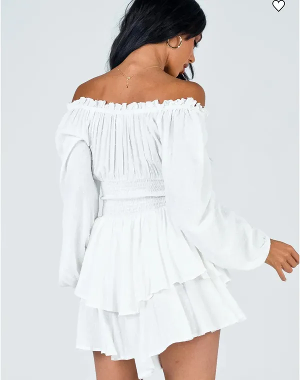 Princess Polly Love Galore White Long Sleeve Romper - Image 4