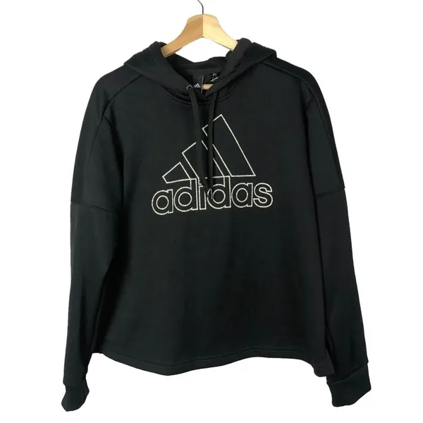 Adidas‎ Black Team Issue Logo Pullover Athletic Sweatshirt L - Image 2