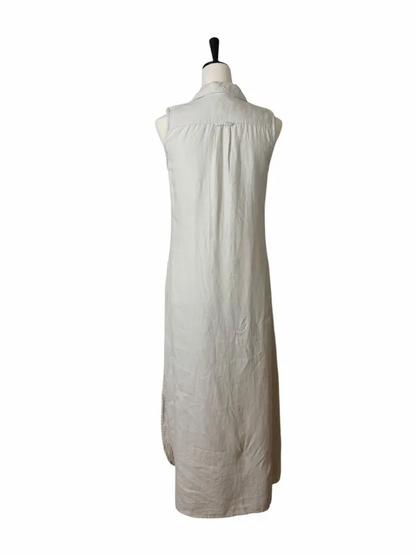 Malvin Beige Linen Midi Dress Women’s Size S Sleeveless Collared Neutral Coastal - Image 5