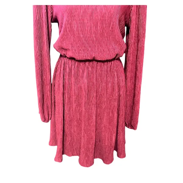 Floret Studios Women's Red Pleated Long Sleeve Mini Dress M NWOT - Image 4