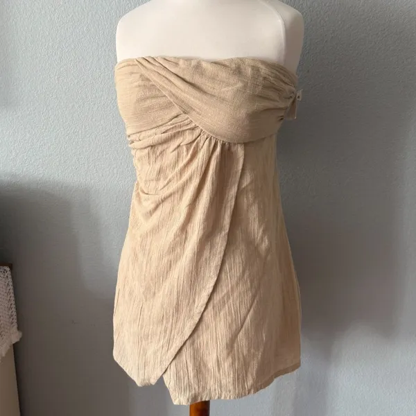 Free People Boogie Down Linen Mini Dress Size Medium - Image 3