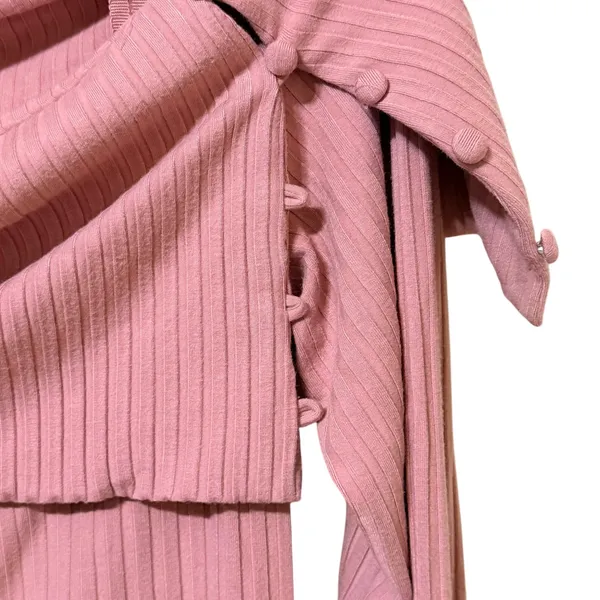 Anthropologie Pink Ribbed Off Shoulder Long Sleeve Button Detail Top Small‎ - Image 4