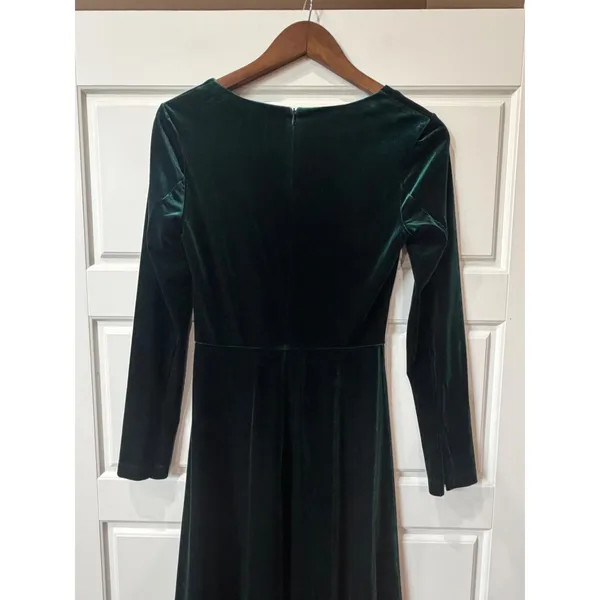 Eliza J Green Dark Velvet Dress Ruched Front Size 2 Fairy Grunge Goth Holiday - Image 6