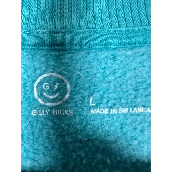Gilly Hicks Sweatshirt Womens Large Turquoise Oversized Smiley Face Crewneck - Image 5
