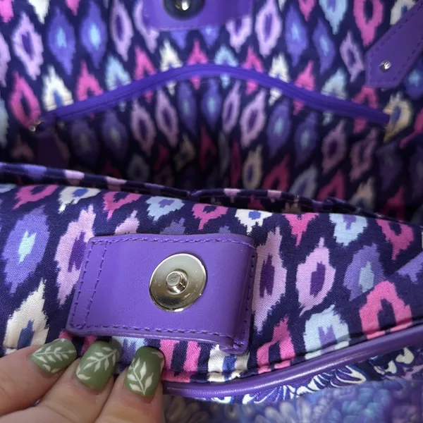 Vera Bradley Crosstown Tote Shoulder Bag Purple Lilac Tapestry Retired Pattern - Image 7