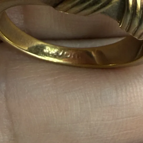 VTG Avon Ring‎ Gold Tone Sz 7.5 Criss Cross Design Band Navy Blue Retro 90s Y2K - Image 8