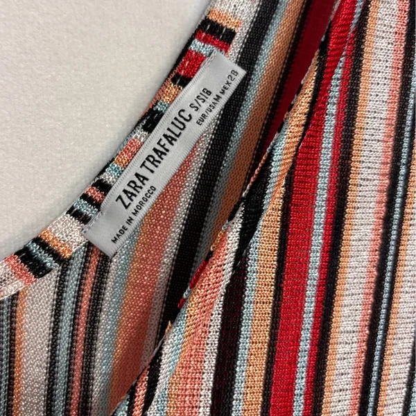 Zara Trafaluc Maxi Dress Womens S Multi-Color‎ Striped Knit Boho Beach Summer - Image 7
