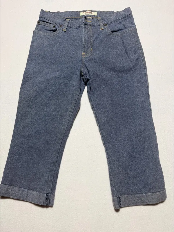 Abercrombie & Fitch Women’s Size 4 Blue Cropped Capri Pants Cotton Stretch - Image 2