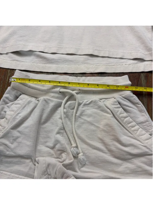 beardedgoat Womens XS/S Off White French Terry Hoodie Shorts Lounge Matching Set - Image 14