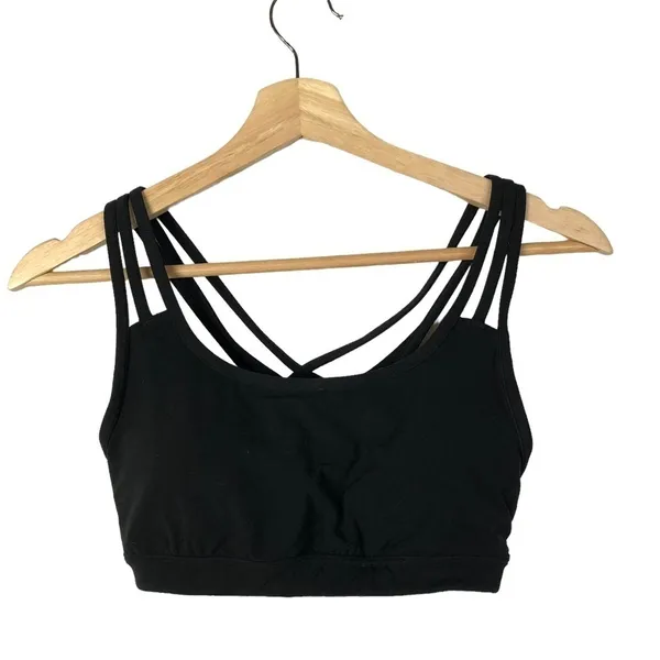 Athleta Fully‎ Focused Black Strappy Sports Bra XS - Image 3