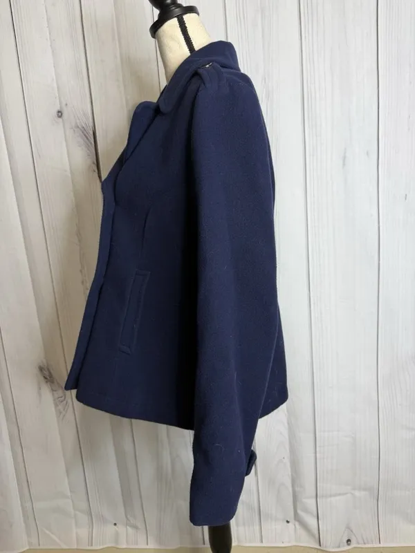 Crown & Ivy Double Breasted Navy Blue Pea Coat Pockets Women’s Sz M - Image 11