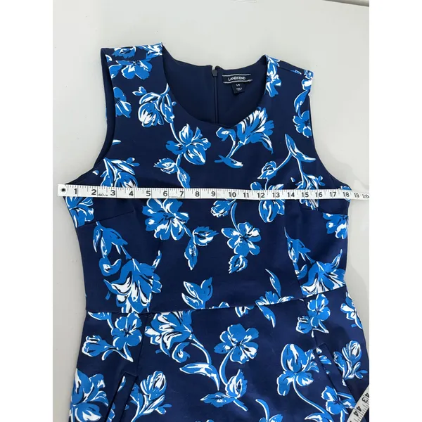 Lands' End Women's Blue Floral Sleeveless Tank Sheath Dress 14 - Image 4
