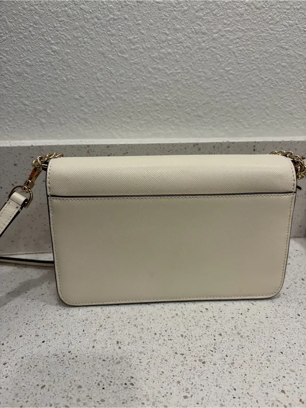 Kate Spade Madison Flap Crossbody Bag White Leather Purse KC430 Small EUC - Image 6