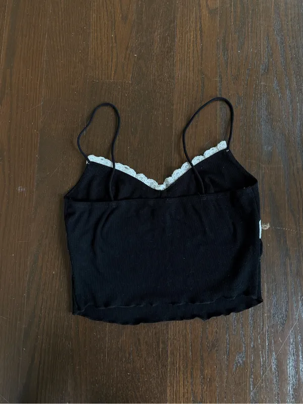 SheIn Black Lace-Trim Cami Top - Image 2
