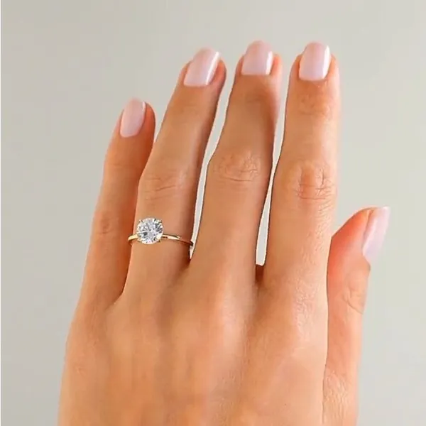 14k Gold Plated S925 Engagement Ring 2.00ct Solitaire Simulated Diamond,‎ Sz 6 - Image 3