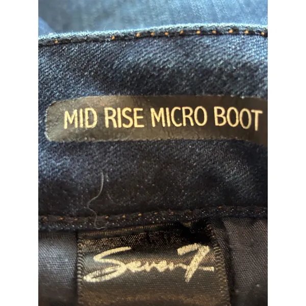 Seven7 Womens Mid Rise Micro Boot Jeans Dark Wash Embroidered Pockets 14W - Image 5