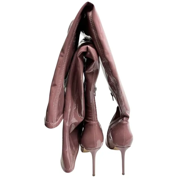 Steve Madden Viktory Mauve Pink Patent Over The Knee Stiletto Boots Size 9.5M - Image 6