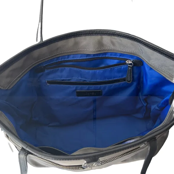 Michael Kors Kempton Gray Nylon Zip Top Tote Bag Purse Blue Lining Large - Image 4