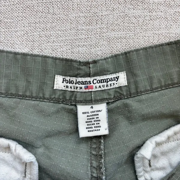 90s Vintage Polo Jeans Co Ralph Lauren Cargo Shorts 4 Olive Green Gorpcore Y2K - Image 2
