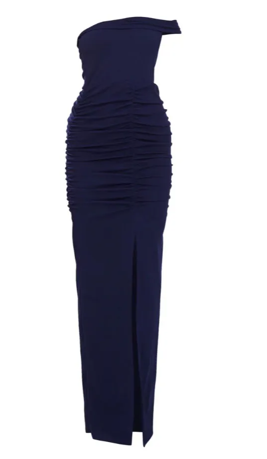 Pretty Little Thing Navy One Shoulder Midaxi Dress - Image 4