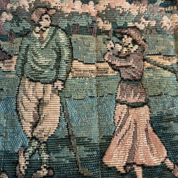 Vintage Embroidered Tapestry Clutch Golf Design With Man And Woman Awesome Bag - Image 2
