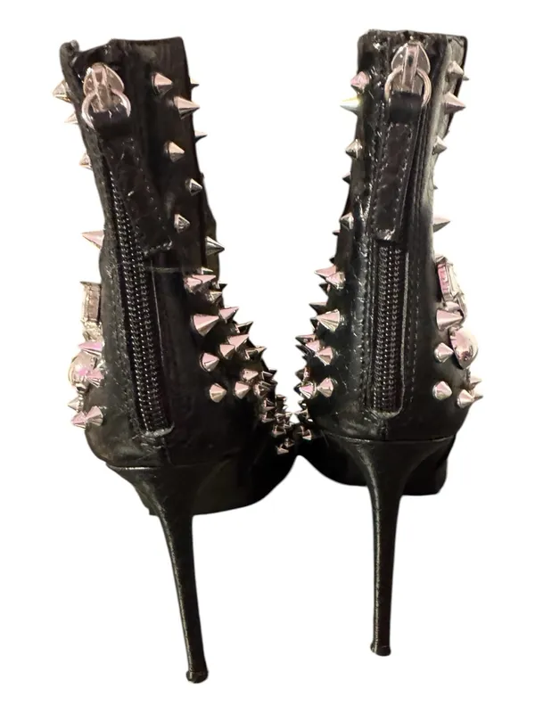 Steve Madden Viceroy Black Studded Rhinestone Stiletto Ankle Booties Size 7.5 - Image 5