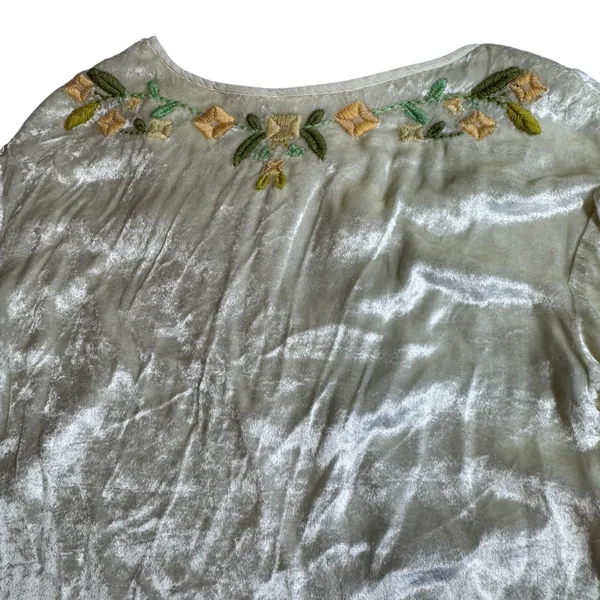 Free People‎ Ember Embroidered Floral Tunic Top Womens Small Cream Velvet NWOT - Image 14