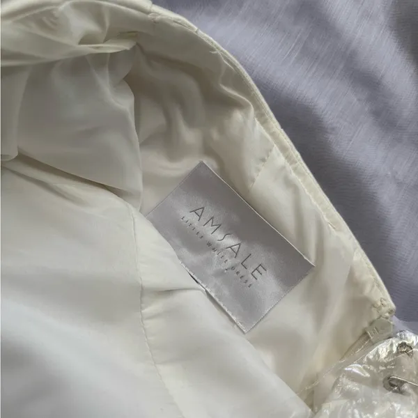 BHLDN Amsale Willow Bow Dress Little White Midi Formal Wedding Gown - Image 5
