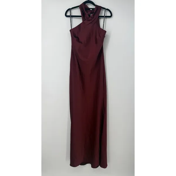 Lovely Twist Halter Maxi Column Dress LB025 Cabernet Womens Size XS - Image 2