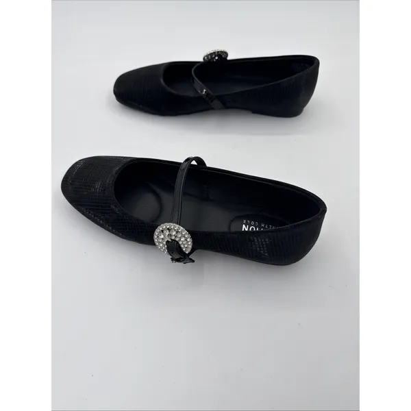 Kenneth Cole Reaction Elwood Ballet Flats Black Grid Metallic Rhinestone Sz 8 - Image 4