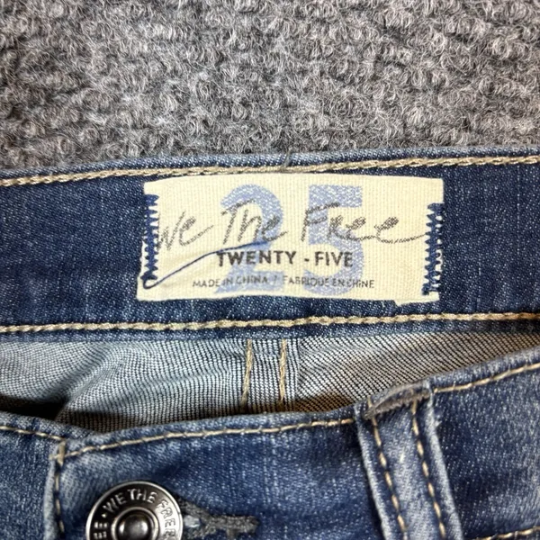 We The‎ Free Frayed Raw Hem Skinny Jeans Size 25 Distressed High Rise Light Wash - Image 3