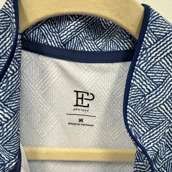EP New York‎ Women's Golf Dress Blue White Basketweave Geometric Quarter Zip M - Image 10