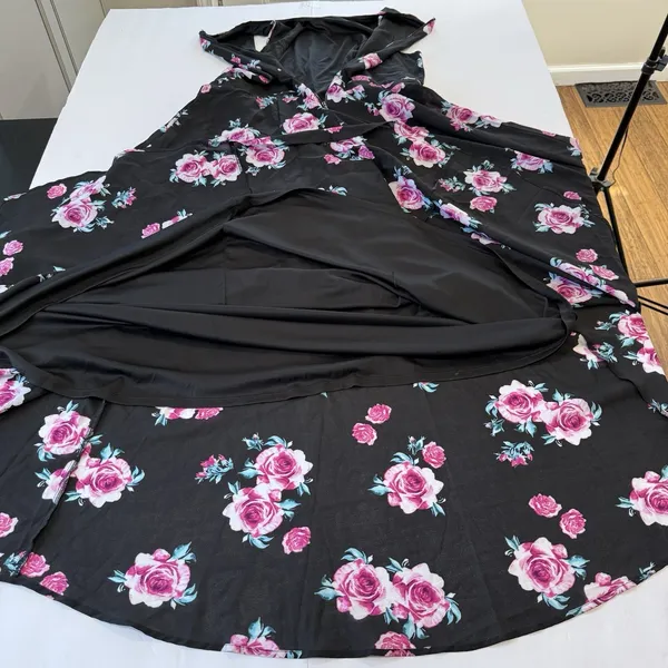 Torrid Black Pink Floral Georgette Sleeveless‎ Maxi Dress Size 16 - Image 9