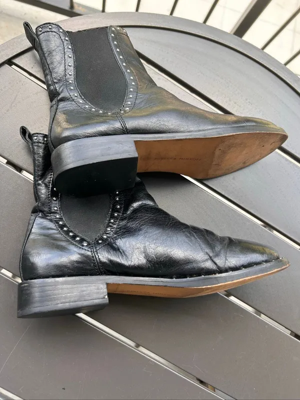 Rebecca Minkoff Sabeen Chelsea Black Studded Ankle Leather Boots 8M - Image 6