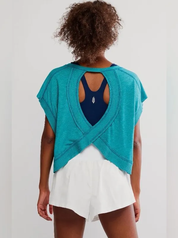 Free people teal My Time open back Tee large - Image 3